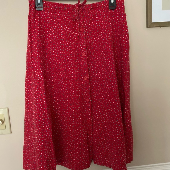 Vintage red long skirt size Large - Picture 1 of 4
